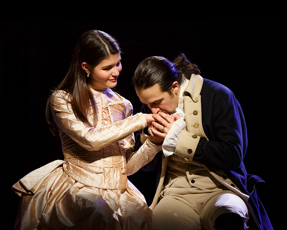 Phillipa Soo as "Elizabeth Schuyler Hamilton" and Lin-Manuel Miranda as "Alexander Hamilton" | HAMILTON